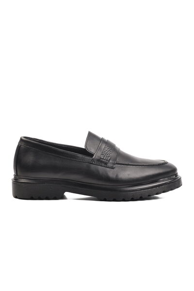 Aspor Black Genuine Leather Men's Loafer Shoes