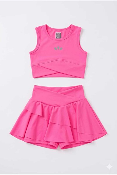 Beniizle Lyrax Kabartmalı Şort Etekli crop Kız Çocuk Alt Üst Takım