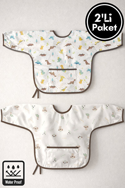 Miniel Unisex Baby Printed Long Sleeve Pocket Detail Tie-Detail Liquid-Proof ...