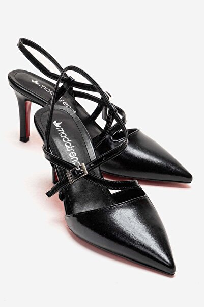 CCWAY AYAKKABI Tocuri încrucișate pentru femei sandale NEGRU RIDAT