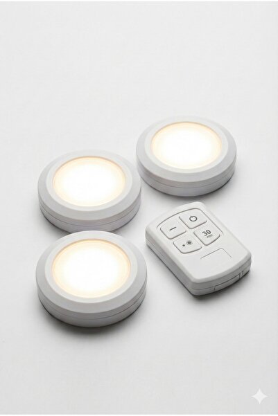 Delixa Kablosuz LED Spot Lamba Seti, Uzaktan Kumandalı, 3'lü Paket, Pilli, Ya...