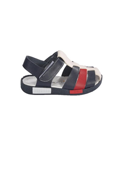 Aspor Navy Blue White Children's Flat Sandals B.Ayk