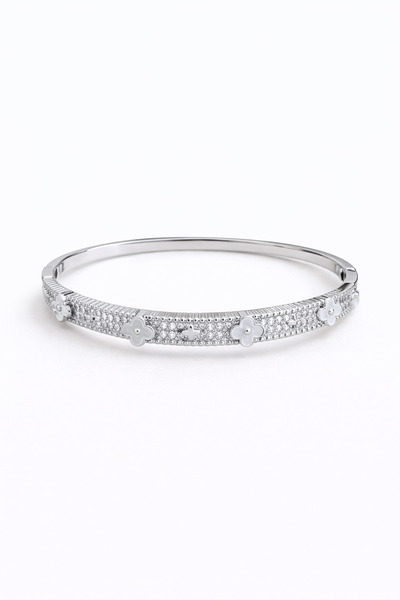 Bermecy Novellea |   Silver Color Zircon Stone Handcuff Bracelet