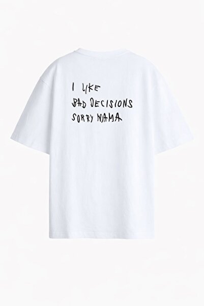 Monila Kadın Premium Kumaş Sırt Baskılı Pamuklu Oversize T-shirt