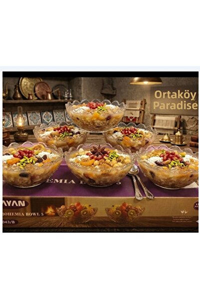 ORTAKÖY CENNETİ 6 Pcs Glass Clear Bowl Ashura Soup Bowl 315 Cc Volume 13 cm M...