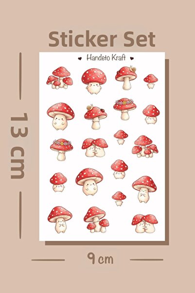Handeto Kraft Σετ αυτοκόλλητων με θέμα τα μανιτάρια, αυτοκόλλητα για λεύκωμα,...