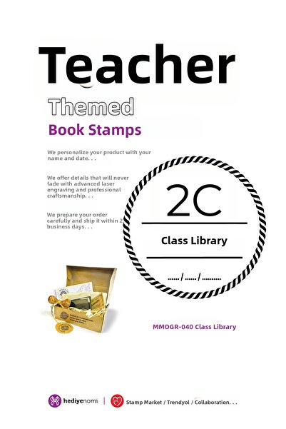 HEDİYENOMİ Mühürmarket > Classroom Library Teacher's Book Seal - Ex-Libris - ...