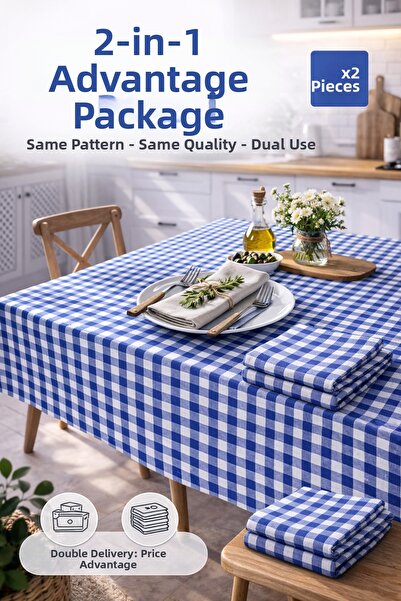 MUK's Συσκευασία 2 τεμαχίων Τραπεζομάντηλο με μικρό τετράγωνο σχέδιο, ύφασμα ...