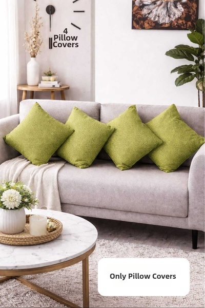 Yağmur غطاء كنبة ياسليك وسادة طقم مكون من 4 قطع لون أخضر فستقي لتزيين غرفة ال...