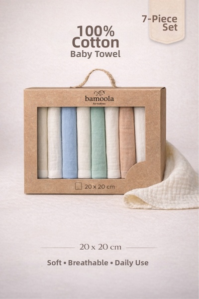 Bamoola 100% Cotton Patterned Baby Mouth Wipes Set (20X20)