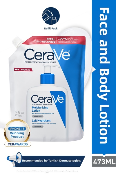 CeraVe لوشن مرطب للجسم يحتوي على حمض الهيالورونيك والسيراميد، عبوة إعادة التع...