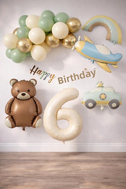 Patladı Gitti Set de aniversare retro pentru 6 ani; Set cu avion, mașină, cur...