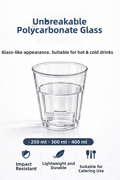 İstanbul Horeca Polycarbonate Casablanca Glass Unbreakable Glass Appearance 6...