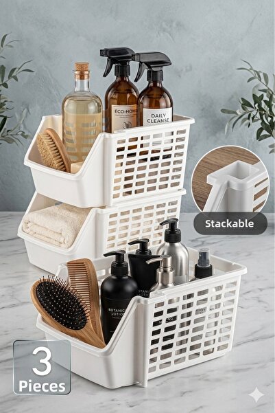 DEYHOME 3 رف مطبخ للحمام متعدد الأغراض قابل للإدراج