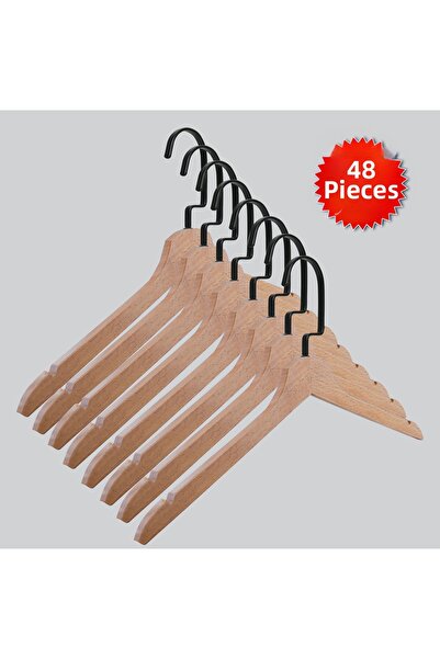 NYN Wooden (Black Hook Lama) Blouse, Dress, T-Shirt Hangers 48 Pieces