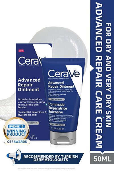 CeraVe Cremă de îngrijire reparatoare avansată pentru ten uscat 50 ml