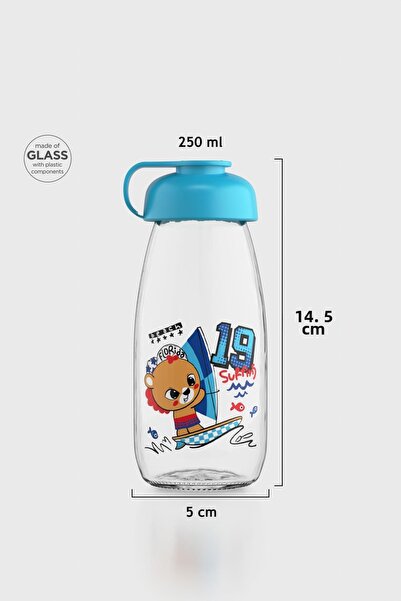 Renga ميلكي كيدز زجاجة زجاجية منقوشة 250 مل 182056 تركواز