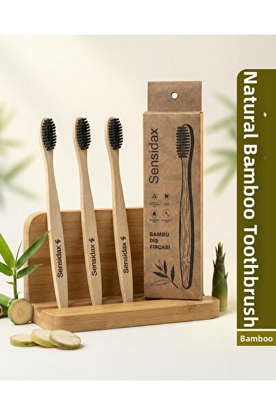 SENSİDAX Natural Bamboo Toothbrush 2+1 Pieces -Medium-Medium