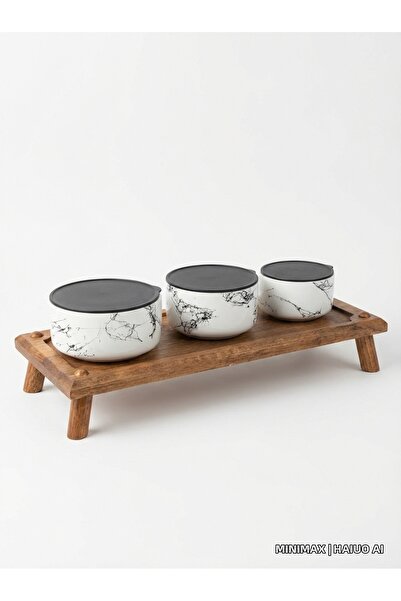 resinwoodliving Atölye Mağara Marble Patterned 3-Piece Ceramic Pot Set – Pres...
