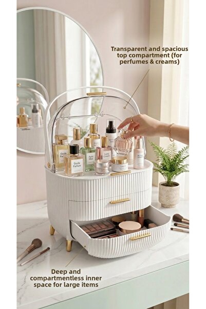 MAKRİ HOME Drawer Makeup, Jewelry and Cosmetic Product Organizer, Cappuccino ...