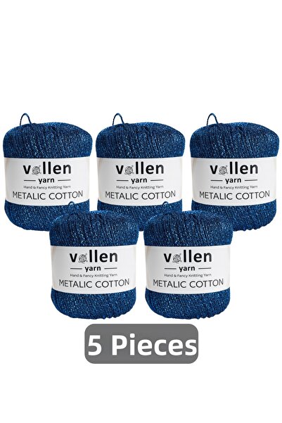 vollen yarn Premium Μεταλλικό Βαμβακερό Νήμα Πλεξίματος με Γκλίτερ, Πακέτο 5 ...