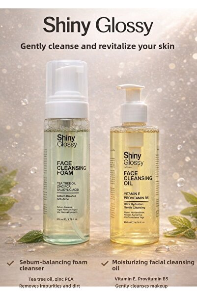 Shiny Glossy By Pürnatura رغوة تنظيف الوجه بزيت شجرة الشاي اللامع + زيت تنظيف...