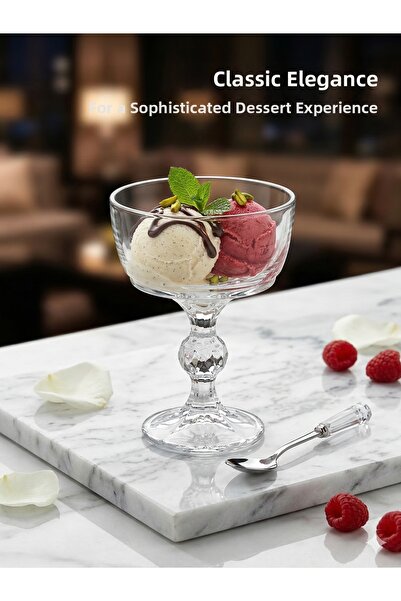 METAKEY3D (Set of 3) Elegantly Designed Glass Dessert and Ice Cream Bowl with...