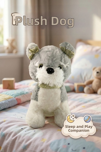 craftivio Plush Dog Toy - 23 cm Sequin Detailed Sleeping and Playing Companion