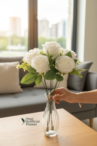 YAPAY ÇİÇEKÇİNİZ 45 εκ. Τεχνητό Σύνθετο Ανθοδέσμη με 9 Κλαδιά Τριαντάφυλλα κα...