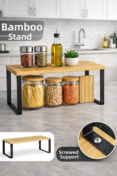 naturelove Suport decorativ din metal și bambus rafturi - Organizator pentru ...