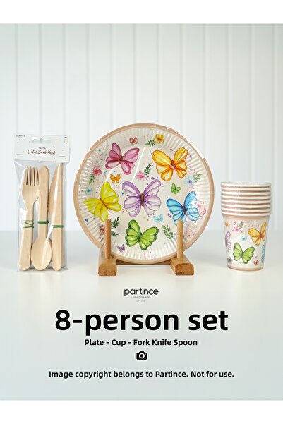 partince Set de petrecere pentru 8 persoane, cu tema flori de fluturi pastel,...