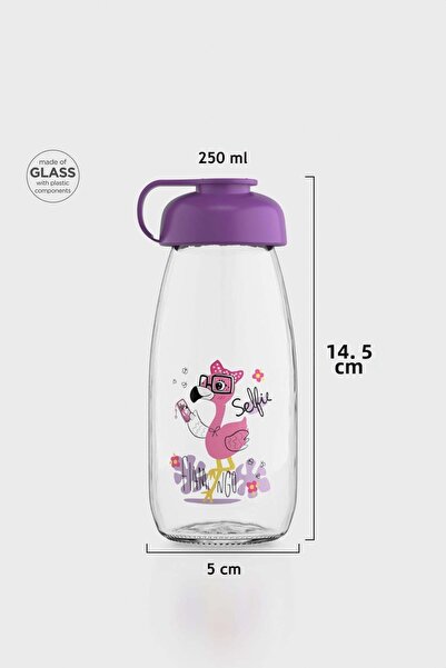 Renga ميلكي كيدز زجاجة زجاجية منقوشة 250 مل 182056 بنفسجي