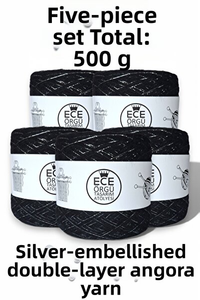 Ece Örgü Tasarım Atölyesi Fir de împletitură cu sclipici argintiu, de culoare...