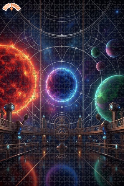 Esranın Dünyası لغز خشبي بإطار ذو طابقين بمظهر لوحة زيتية لمنزل مراقبة السماء...