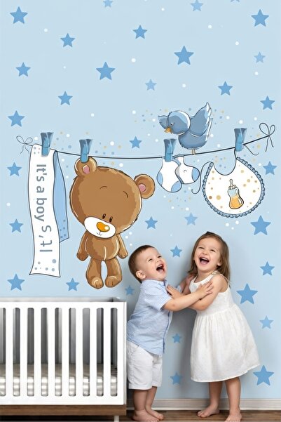 KT Decor غرفة الصبيان - مجموعة ملصقات حائط لطيفة على شكل دب