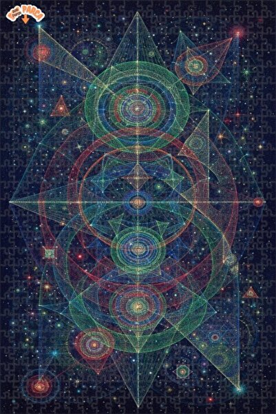 Esranın Dünyası لغز خشبي فني للهندسة الكونية منقوش مزدوج الطبقات قطعة مؤطرة 5...