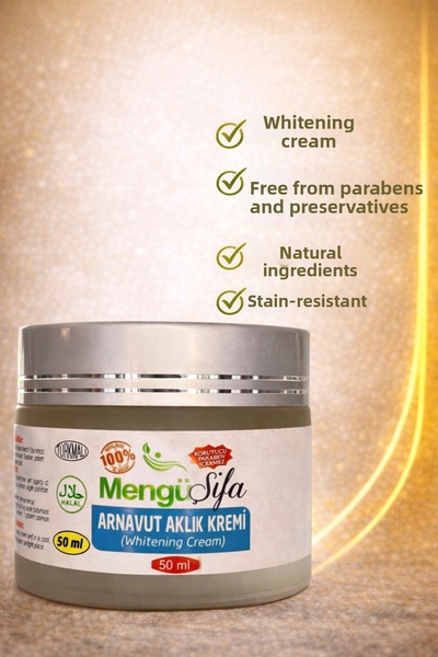 mengü şifa مرطب التبييض الألباني - كريم 50 مل، معادل اللون، تبييض