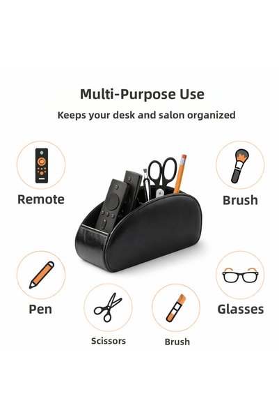 VEXORA GLOBAL 5-Compartment Leather Remote Control Organizer – Remote Control Organizer & Desktop Organizer, Stylish Leather Organizer with 5 Compartments