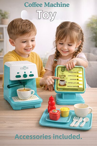 kosetoys ماكينة قهوة على شكل لعبة مع شاشة عرض ومؤثرات صوتية وضوئية