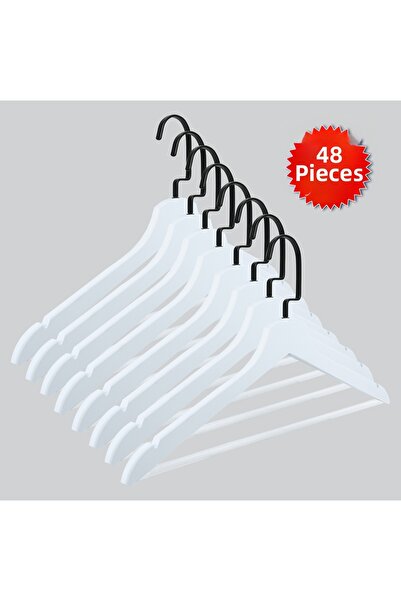 NYN Wooden (Black Hook Lama) Hangers for Blouses, Skirts, and Pants, 48 Pieces