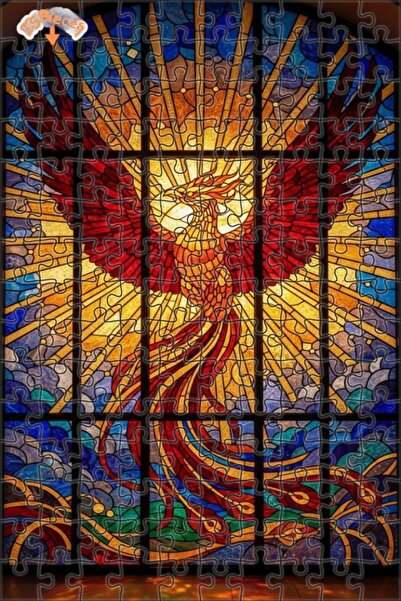 Esranın Dünyası لغز خشبي بمظهر فسيفساء زجاجية على شكل فينيكس سحري، لغز خشبي م...