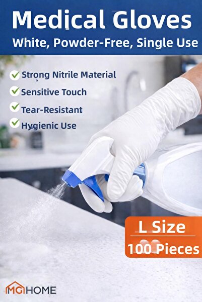 VENON 🧤 100 قطعة مقاس L قفازات بيضاء للتنظيف قفازات لاتكس للاستخدام مرة واحد...