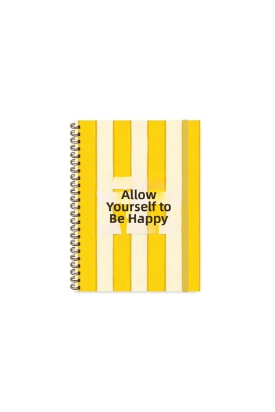 KESKİN COLOR Keskin 16.5 X 22.5 Striped Spiral Vibes Notebook - Be Happy