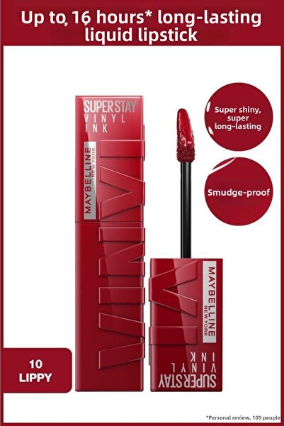 Maybelline New York Ruj lichid lucios de lungă durată Super Stay Vinyl Ink, 1...