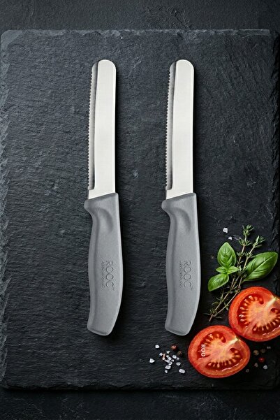 MAKRİ HOME مجموعة من 2 شفرات حادة للغاية، رمادية اللون، 22 سم، مصنوعة من الفو...