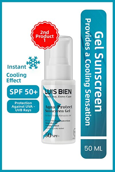 Luis Bien جل أكوا صن بعامل حماية من الشمس 50+، جل شمسي خالٍ من الزيوت ذو أساس...