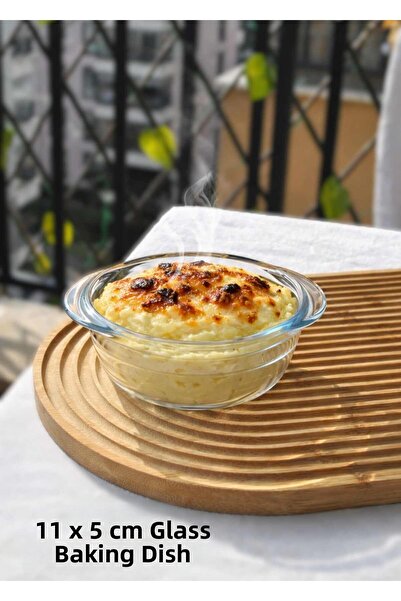 Qualitev 1 قطعة وعاء زجاجي للفرن، طبق مقبلات بورلاين، وعاء دائري 11x5 سم