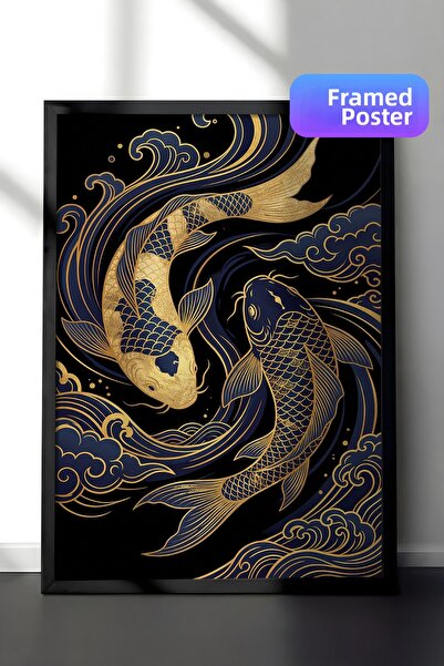 Zestia Pictură murală înrămată în negru, decor de lux pentru sufragerie, cu v...