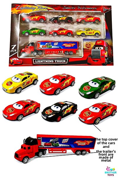 Brother Toys مجموعة سيارات وشاحنات معدنية من 7 قطع من سلسلة سبارك ماكوين، 6 س...