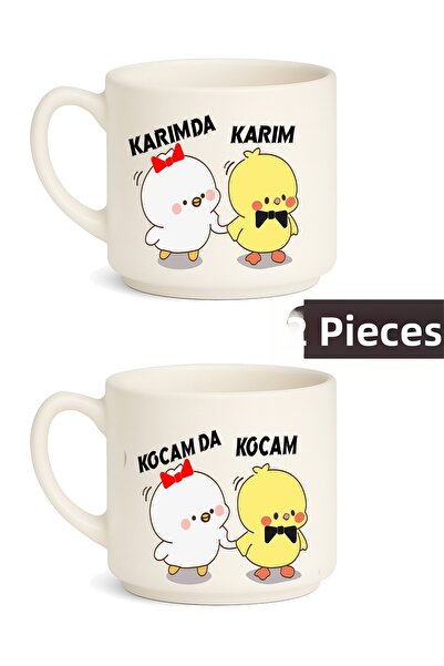 MARNELLO CONSEPT طقم أكواب سيراميك للزوجين من نوع "زوجي و زوجي" - مع شكل كتكوت